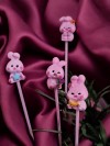 ' Pembe Mini Tavşan Ailesi' Saksı Süsü (4 adet)