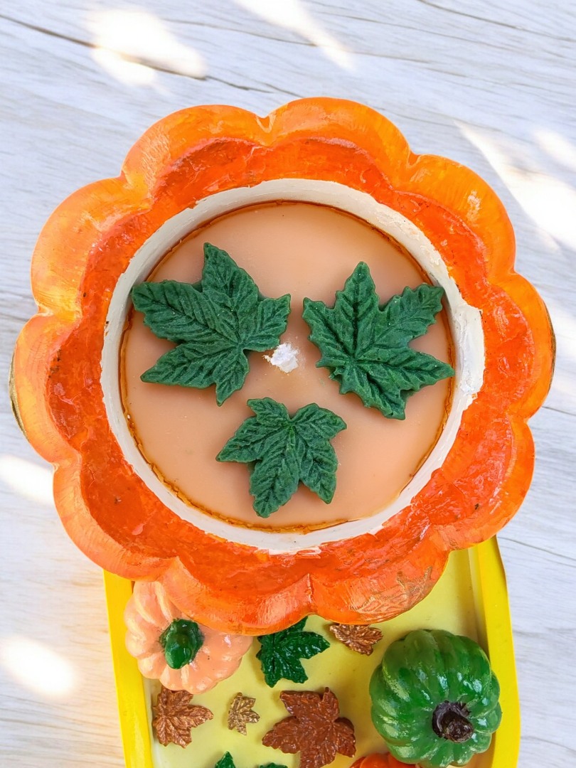 Balkabaklı Rüya Set 1 (Sunumluklu Cadı Balkabağı Evi Mum &  Minik Balkabağı Obje Set)