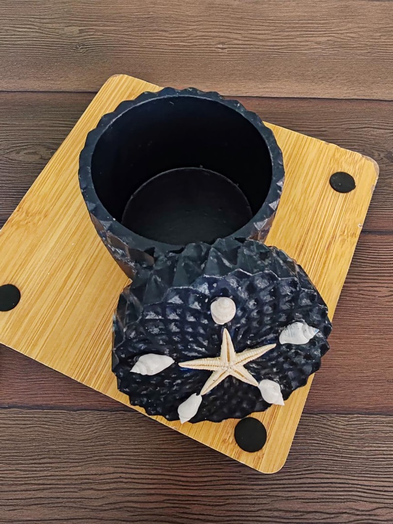 Lacivert Kapaklı Kristal Desenli Dekoratif Saklama Kutusu