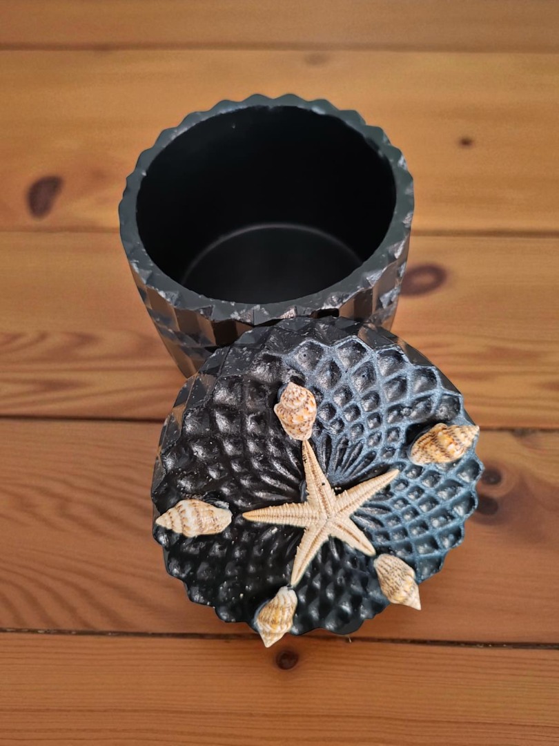 Siyah Kapaklı Kristal Desenli Dekoratif Saklama Kutusu