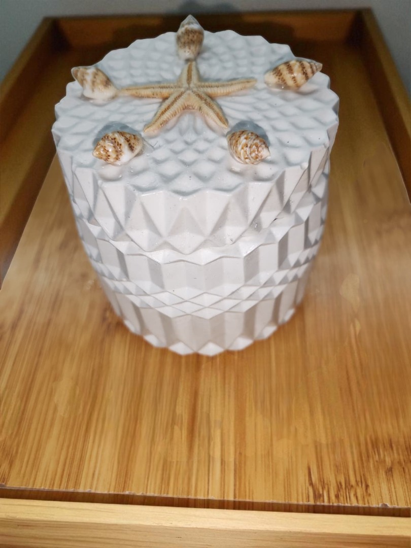 Beyaz Kapaklı Kristal Desenli Dekoratif Saklama Kutusu 4