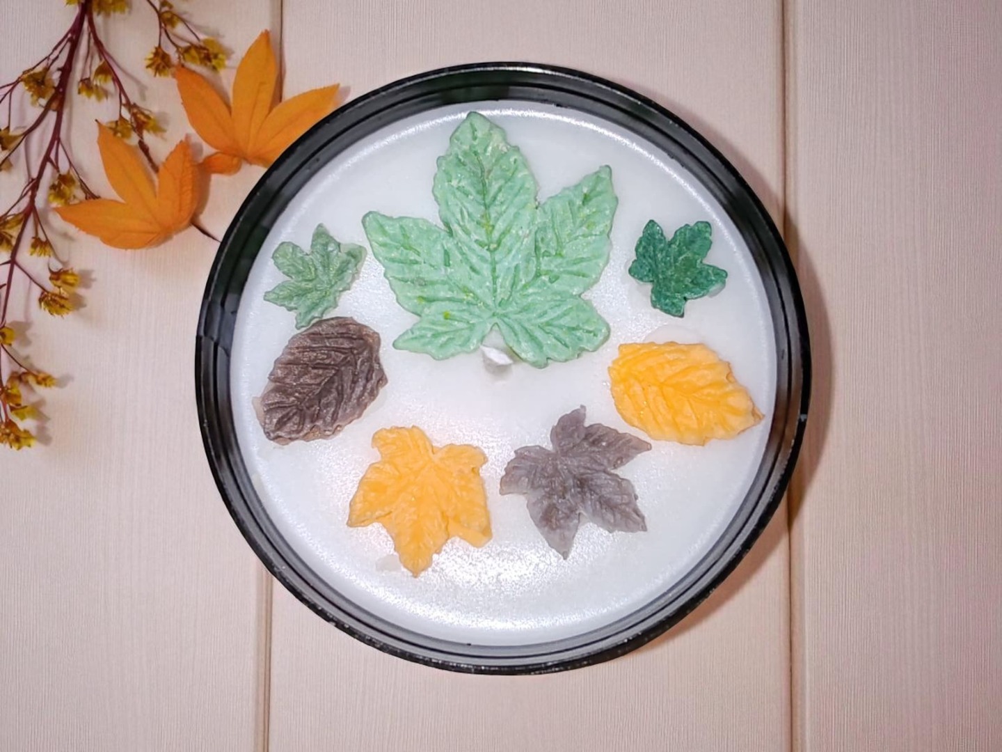 'Sonbahar Yaprakları 1' Kavanozda Kokulu Dekoratif Soya Mumu 100gr