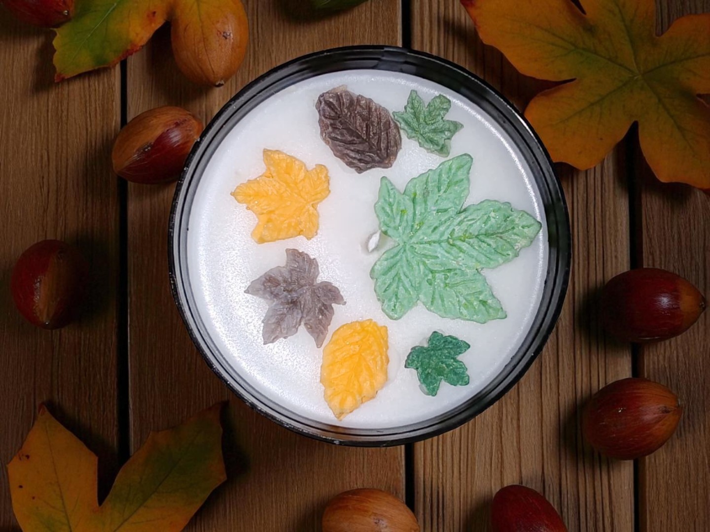 'Sonbahar Yaprakları 1' Kavanozda Kokulu Dekoratif Soya Mumu 100gr