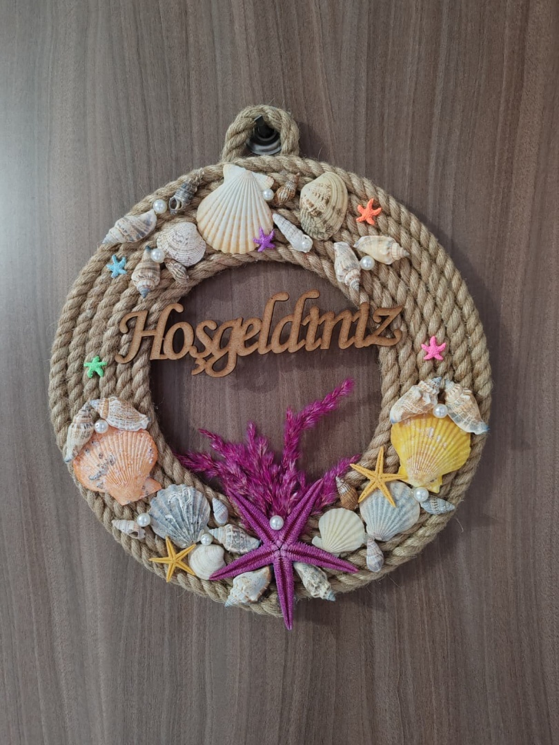 Hoşgeldiniz Yazılı Deniz Kabuklu Kordon İp Dekorasyon Süsü 1