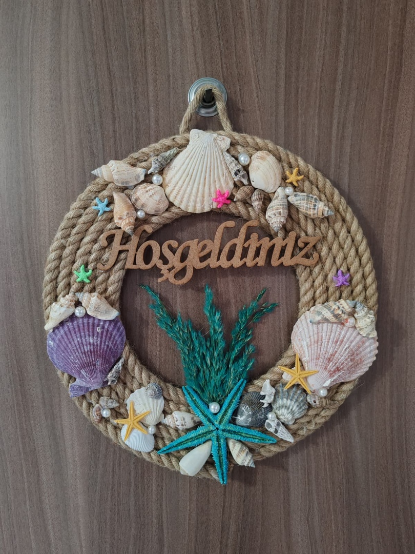 Hoşgeldiniz Yazılı Deniz Kabuklu Kordon İp Dekorasyon Süsü 2