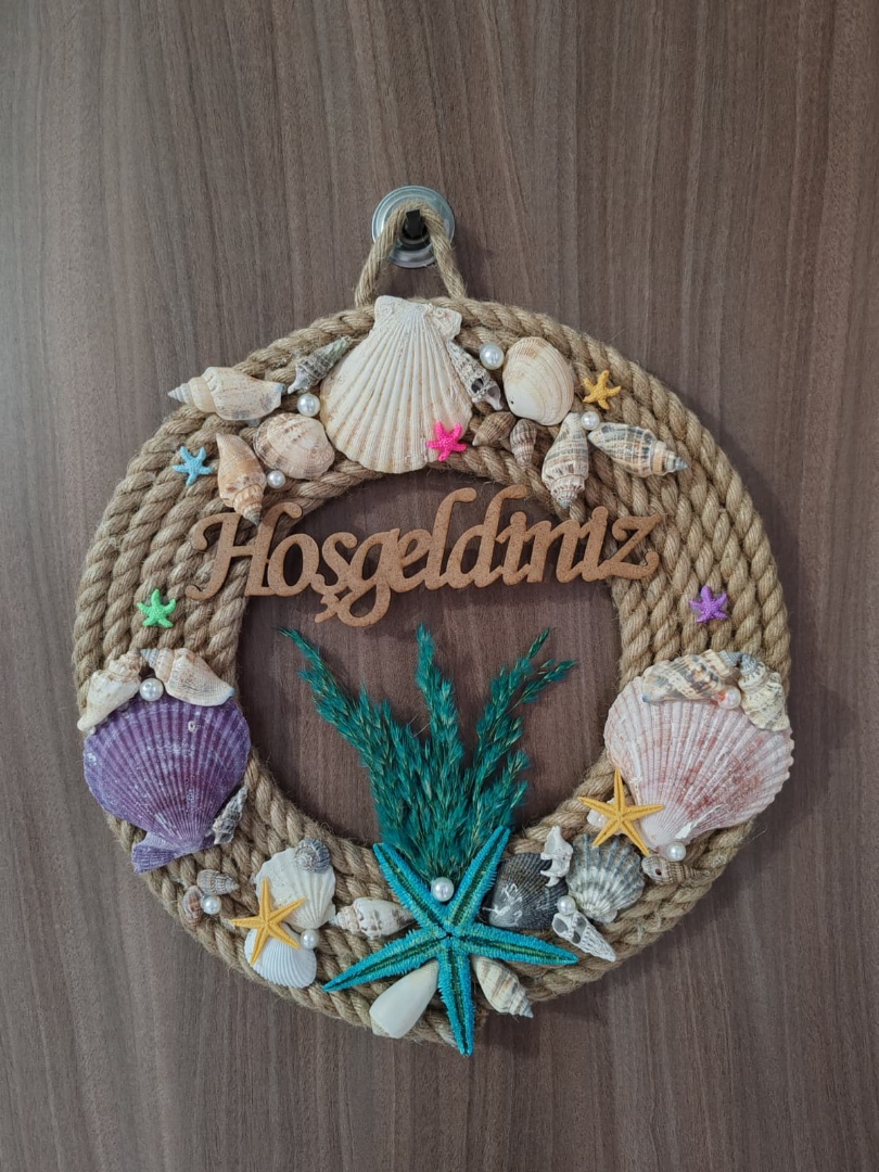 Hoşgeldiniz Yazılı Deniz Kabuklu Kordon İp Dekorasyon Süsü 2