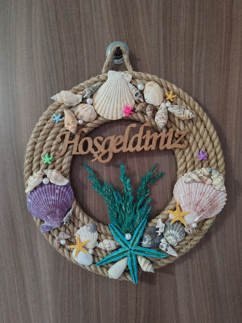 Hoşgeldiniz Yazılı Deniz Kabuklu Kordon İp Dekorasyon Süsü 2