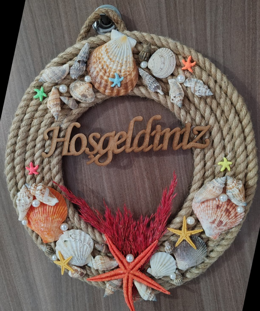 Hoşgeldiniz Yazılı Deniz Kabuklu Kordon İp Dekorasyon Süsü 3
