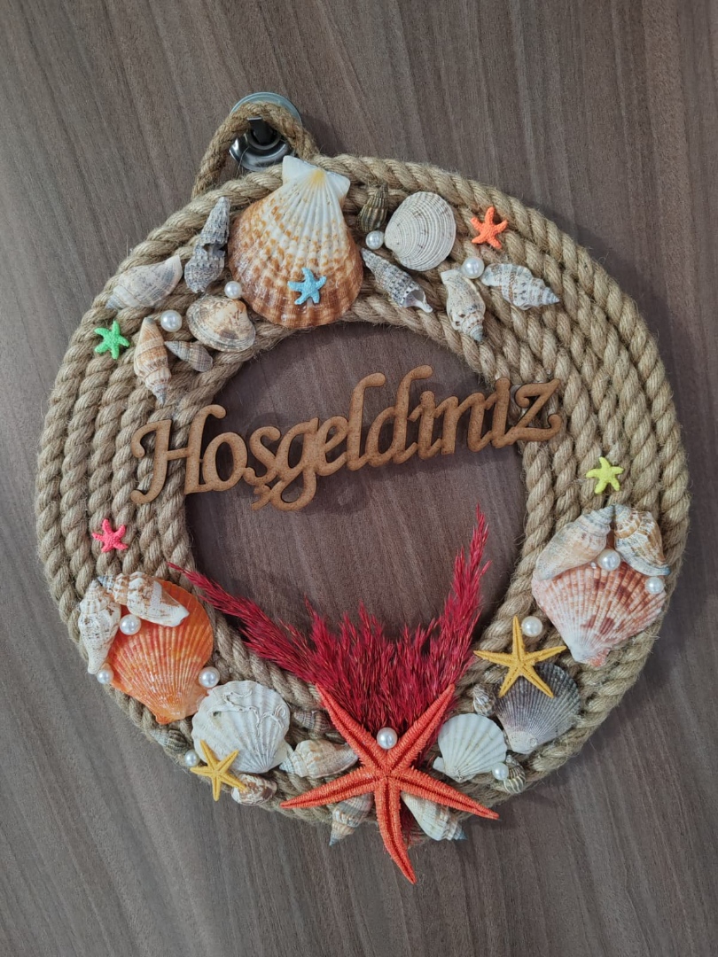 Hoşgeldiniz Yazılı Deniz Kabuklu Kordon İp Dekorasyon Süsü 3