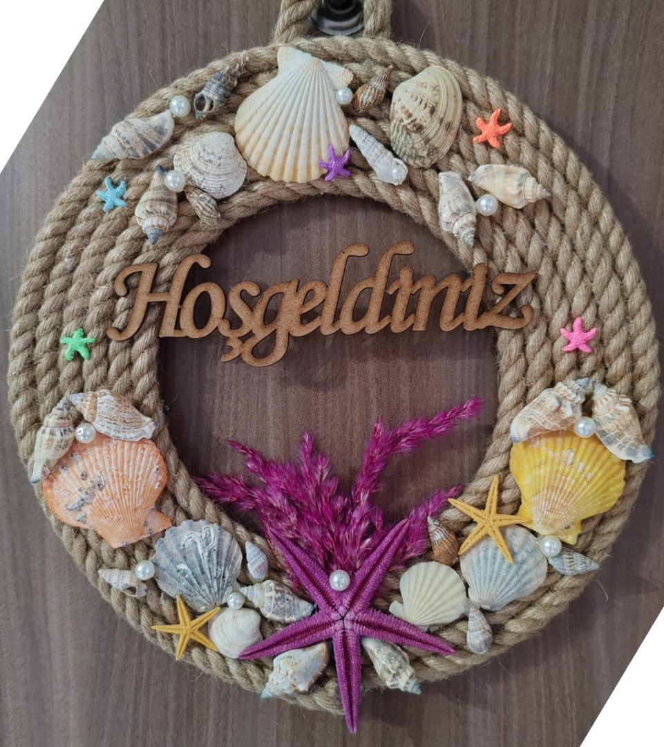 Hoşgeldiniz Yazılı Deniz Kabuklu Kordon İp Dekorasyon Süsü 1
