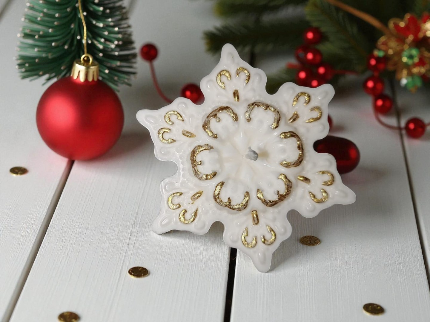 Yeni Yıl - Yılbaşı Kar Tanesi Dekoratif Kokulu Mum