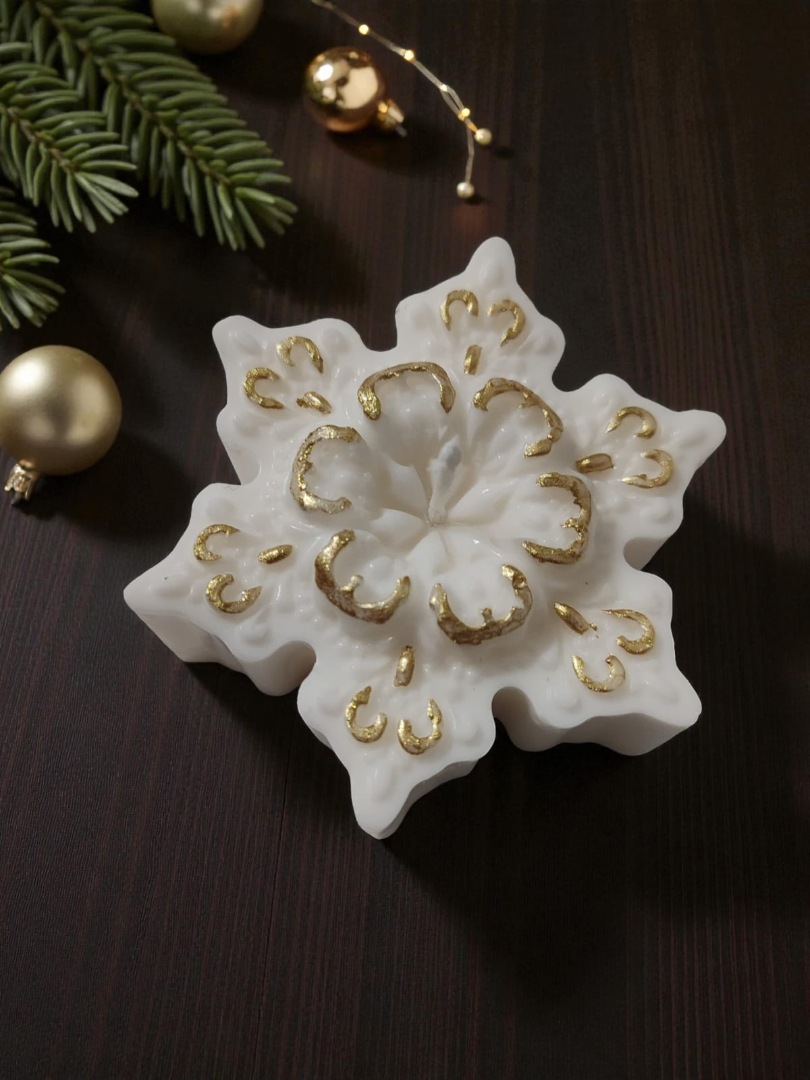Yeni Yıl - Yılbaşı Kar Tanesi Dekoratif Kokulu Mum