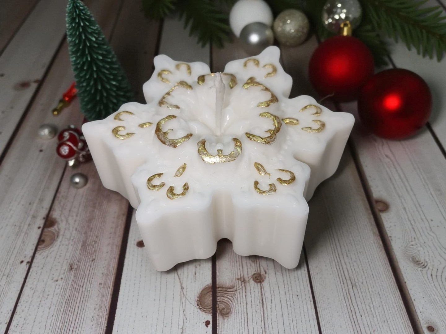 Yeni Yıl - Yılbaşı Kar Tanesi Dekoratif Kokulu Mum