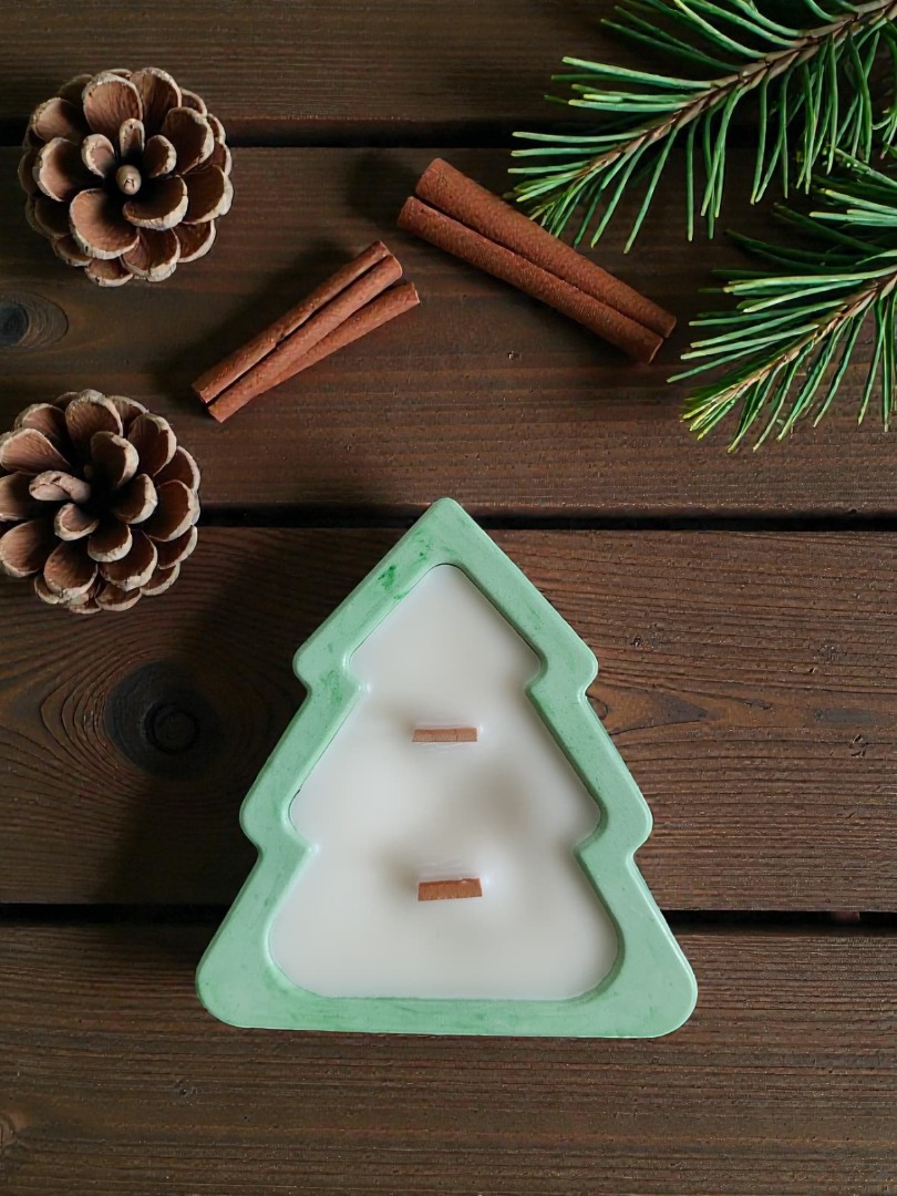 Çam Ağacı  - Yeni Yıl Dekoratif Kokulu Kase Mum