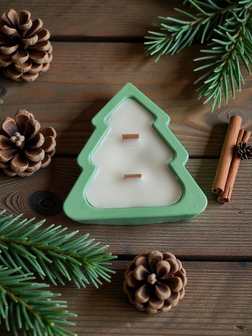 Çam Ağacı  - Yeni Yıl Dekoratif Kokulu Kase Mum