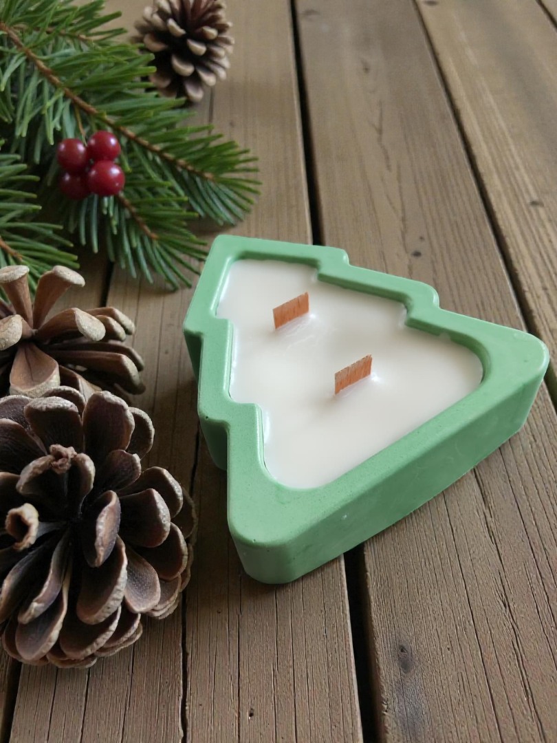 Çam Ağacı  - Yeni Yıl Dekoratif Kokulu Kase Mum