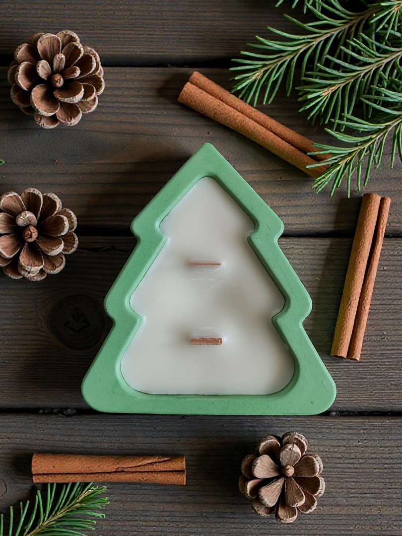 Çam Ağacı  - Yeni Yıl Dekoratif Kokulu Kase Mum