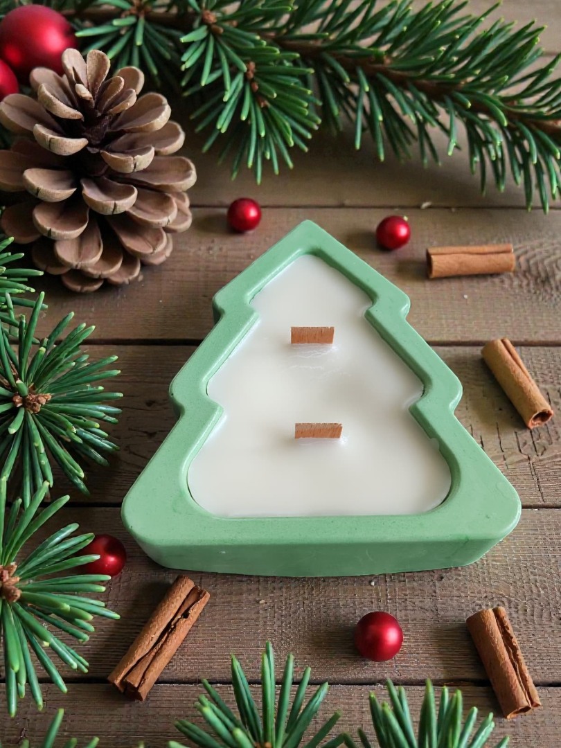 Çam Ağacı  - Yeni Yıl Dekoratif Kokulu Kase Mum