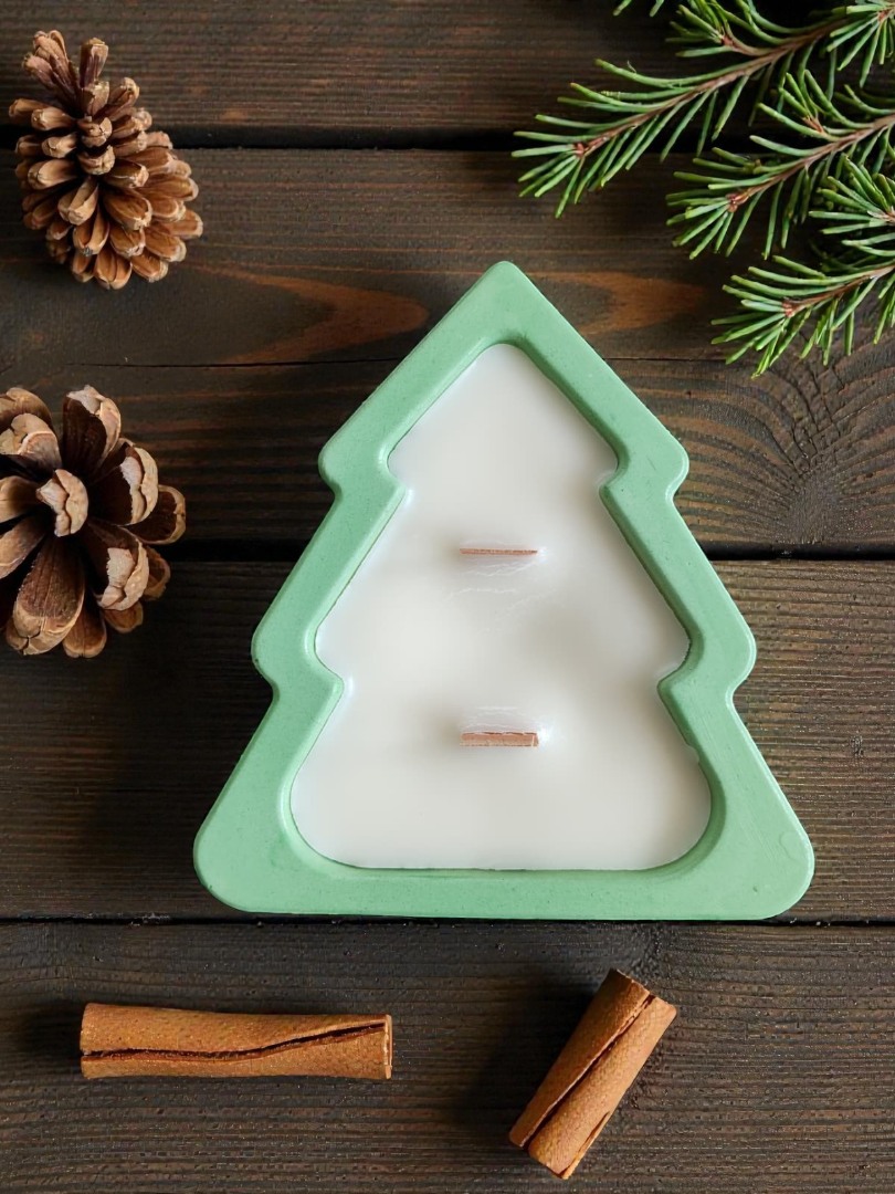 Çam Ağacı  - Yeni Yıl Dekoratif Kokulu Kase Mum