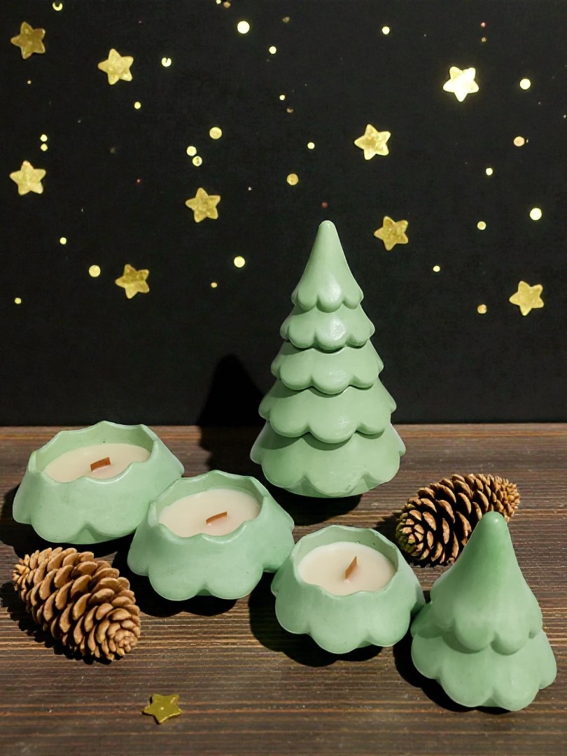 Dekoratif Katmanlı Çam Ağacı Kokulu Mum