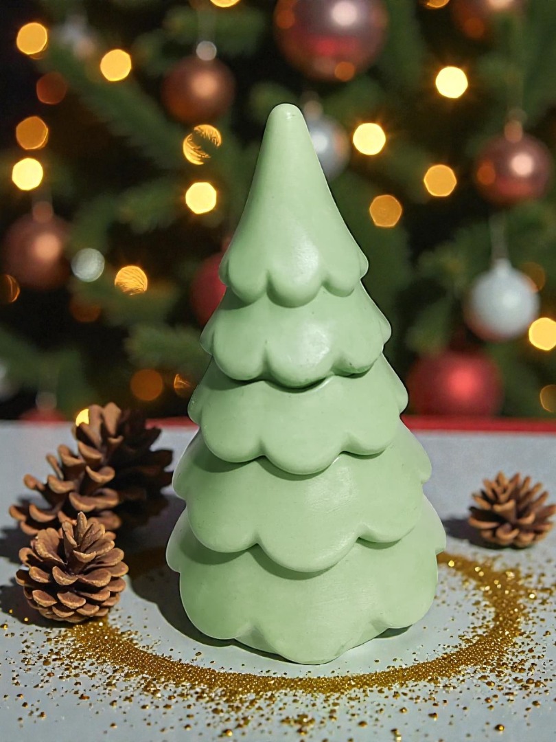 Dekoratif Katmanlı Çam Ağacı Kokulu Mum