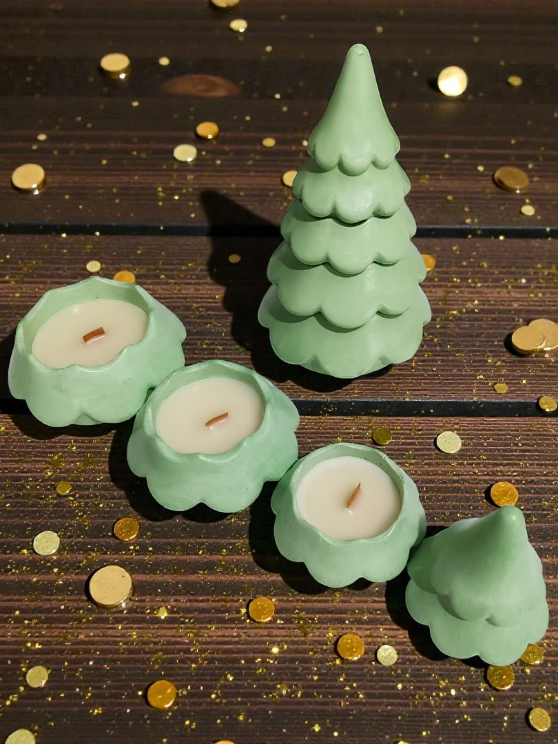 Dekoratif Katmanlı Çam Ağacı Kokulu Mum