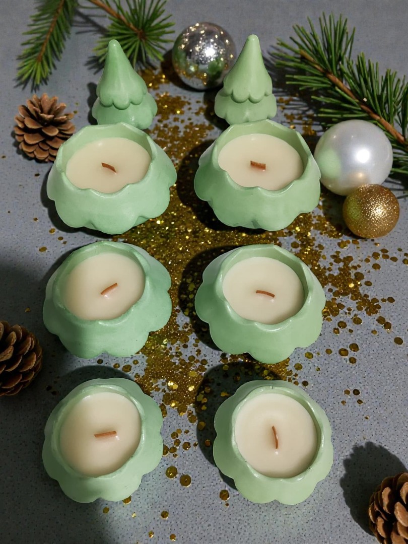 Dekoratif Katmanlı Çam Ağacı Kokulu Mum