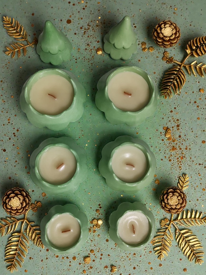 Dekoratif Katmanlı Çam Ağacı Kokulu Mum