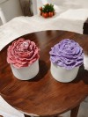 'Bloom Candles'  Serisi 1 - Dekoratif Gül Kurusu Şakayık Çiçekli Blok Mum