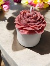 'Bloom Candles'  Serisi 1 - Dekoratif Gül Kurusu Şakayık Çiçekli Blok Mum