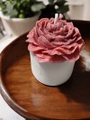 'Bloom Candles'  Serisi 1 - Dekoratif Gül Kurusu Şakayık Çiçekli Blok Mum