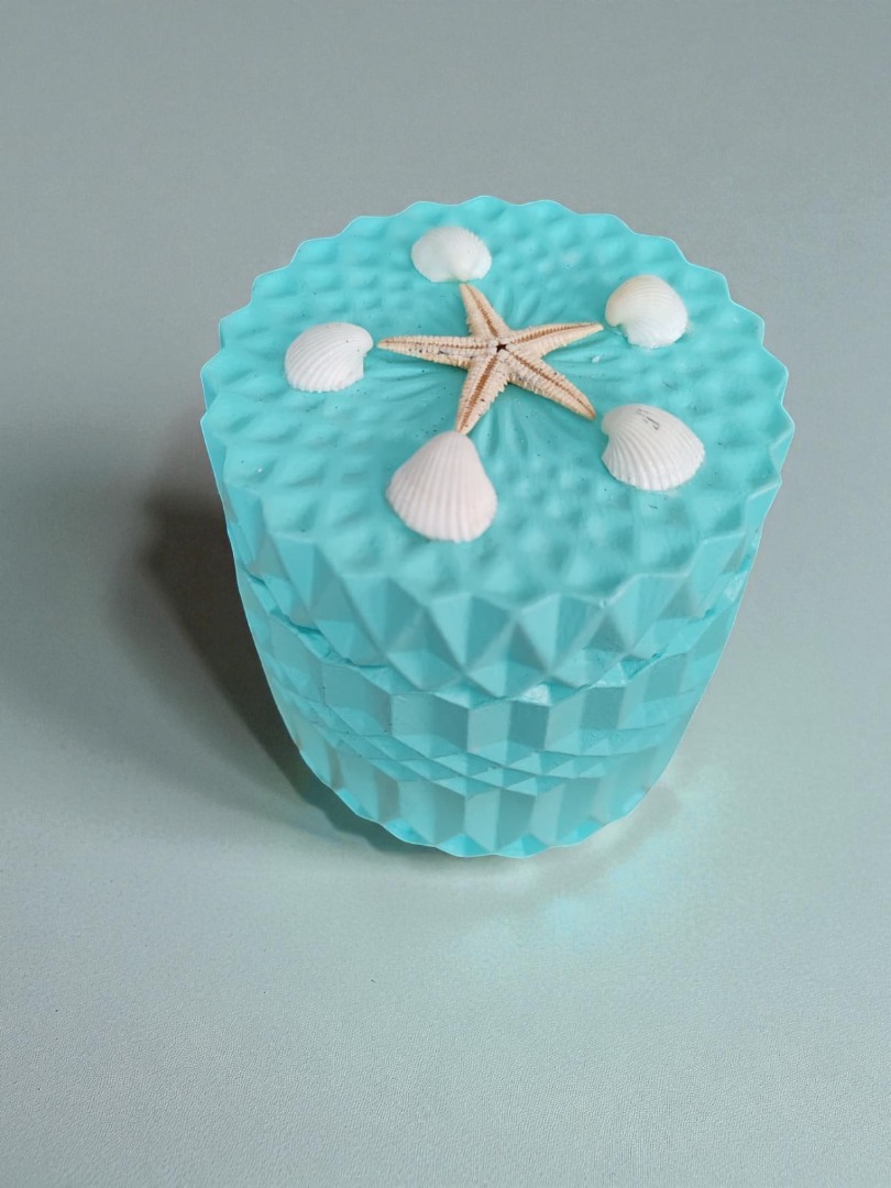 'Bir Parça Deniz' Deniz Temalı Kapaklı Dekoratif El Yapımı  Kokulu Mum 2