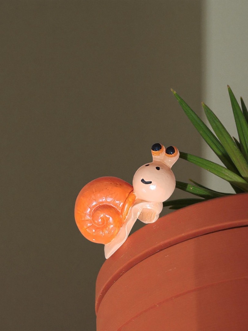 'Neşeli Saly' Salyangoz Saksı Süsü 6  (1 adet)