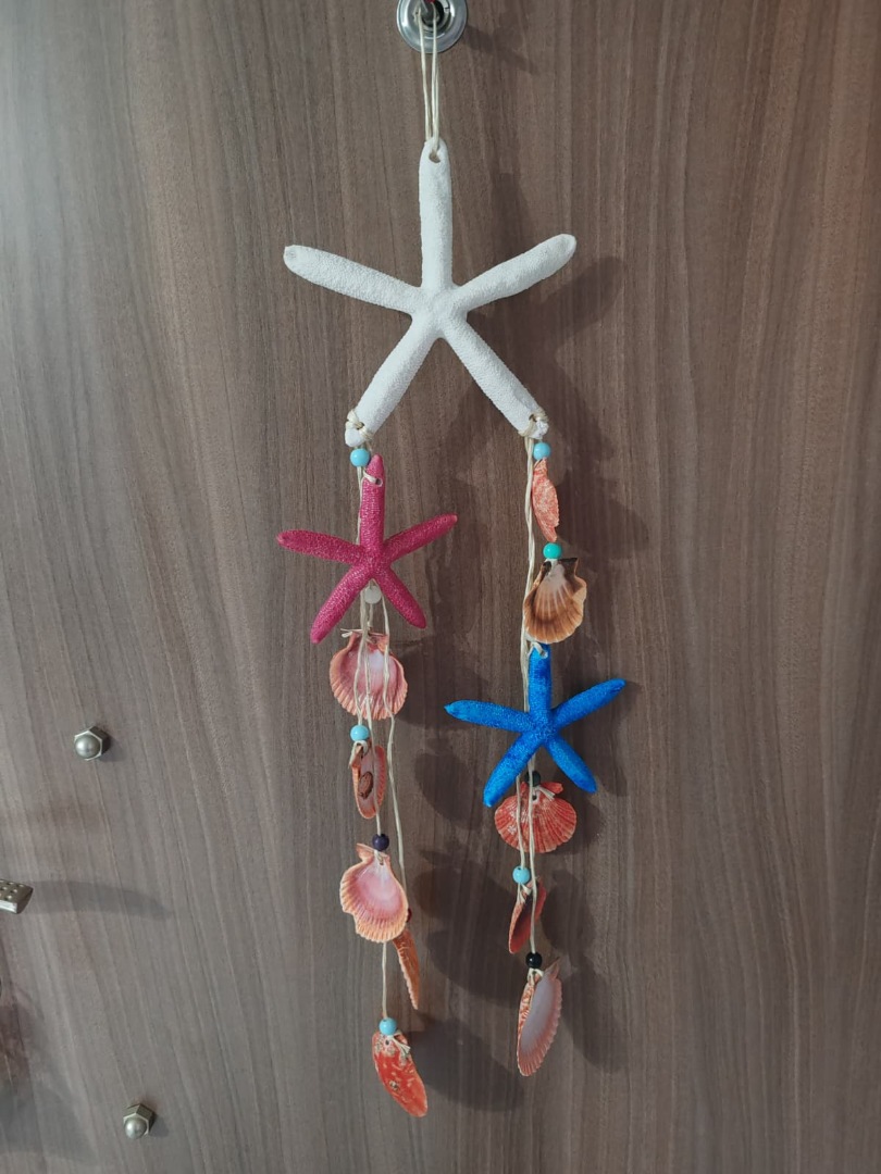 Üçlü Deniz Kabuklu  ve Deniz Yıldızlı Dekoratif Rüzgar Çanı 2