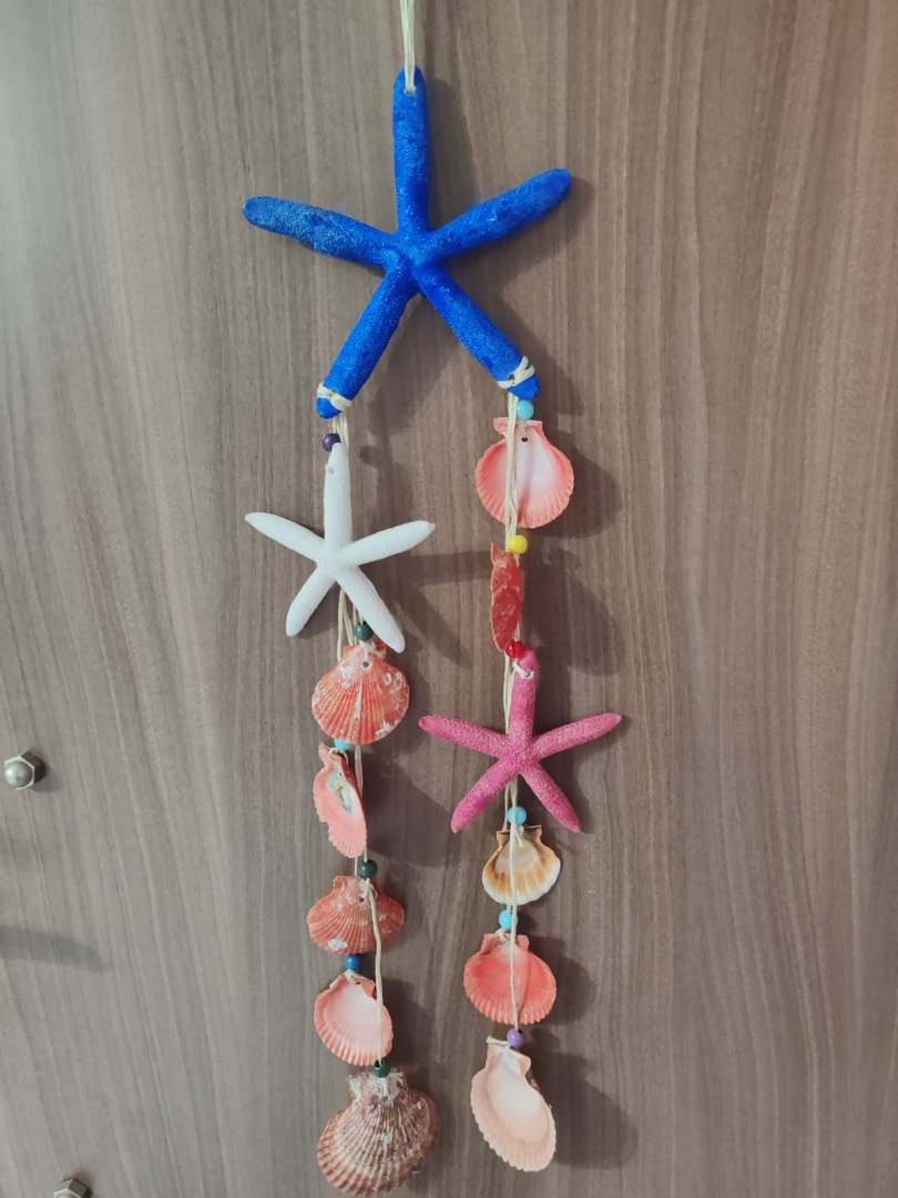 Üçlü Deniz Kabuklu  ve Deniz Yıldızlı Dekoratif Rüzgar Çanı 1