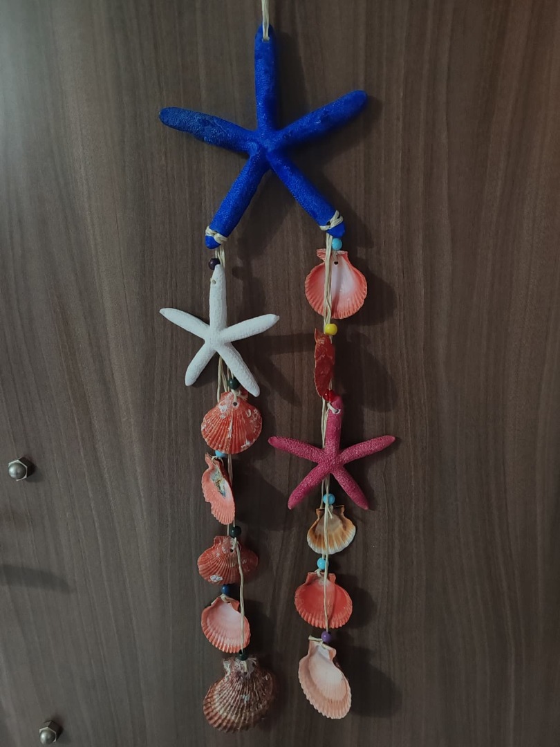 Üçlü Deniz Kabuklu  ve Deniz Yıldızlı Dekoratif Rüzgar Çanı 1