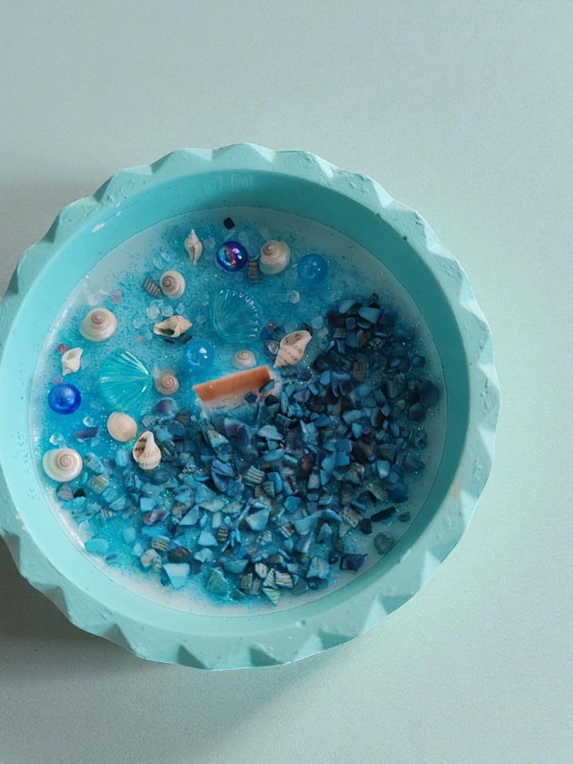 'Bir Parça Deniz' Deniz Temalı Kapaklı Dekoratif El Yapımı  Kokulu Mum 2