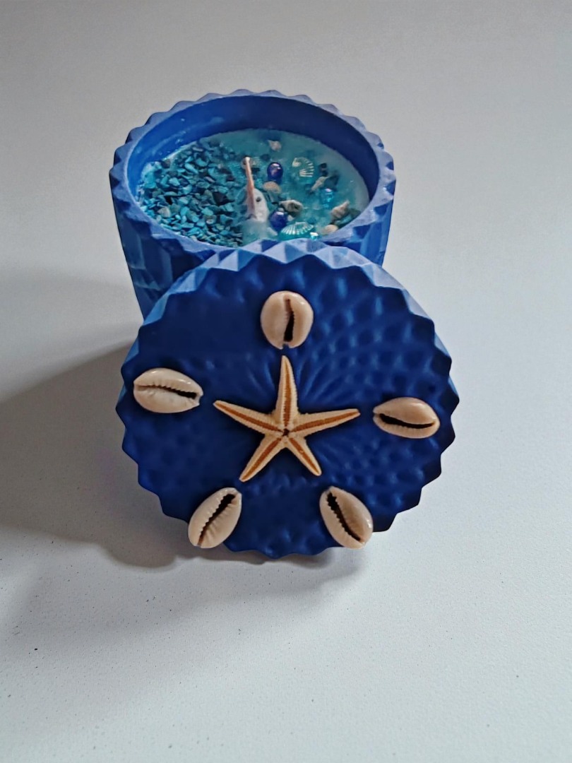 'Bir Parça Deniz' Deniz Temalı Kapaklı Dekoratif El Yapımı  Kokulu Mum 1