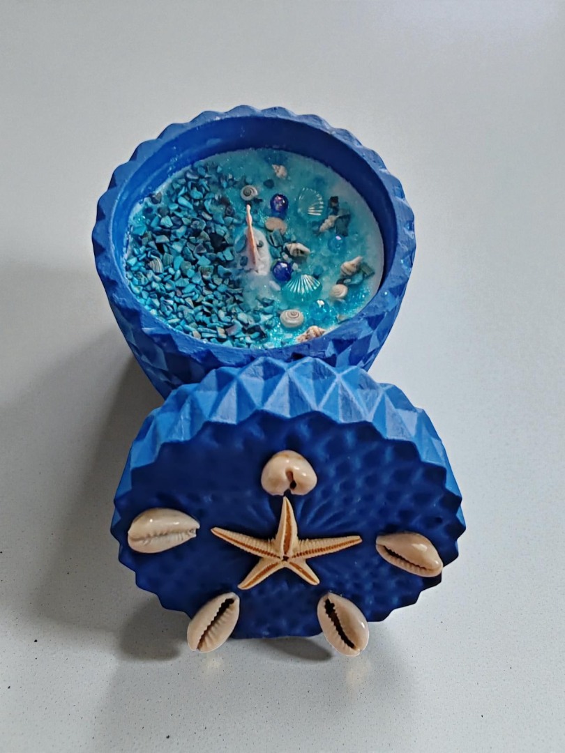 'Bir Parça Deniz' Deniz Temalı Kapaklı Dekoratif El Yapımı  Kokulu Mum 1