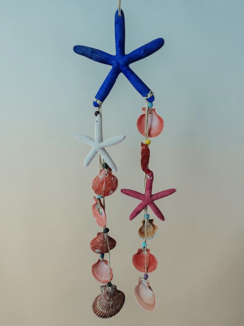 Üçlü Deniz Kabuklu  ve Deniz Yıldızlı Dekoratif Rüzgar Çanı 1