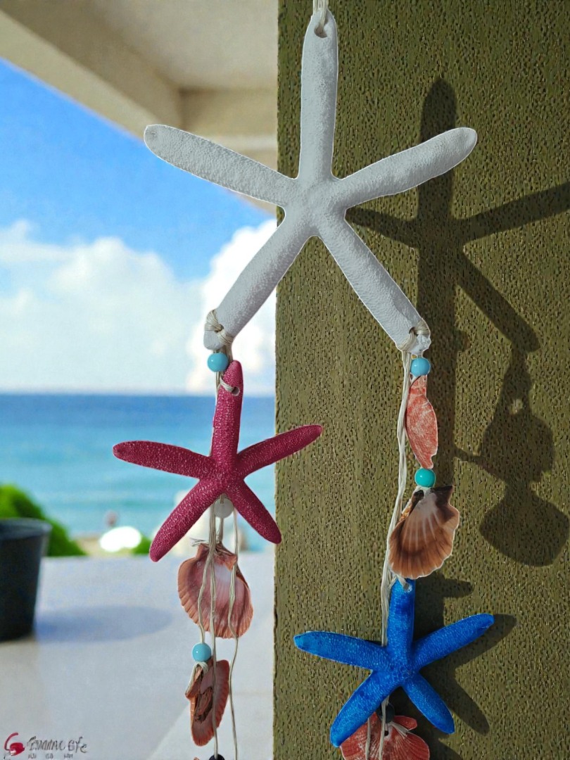 Üçlü Deniz Kabuklu  ve Deniz Yıldızlı Dekoratif Rüzgar Çanı 2