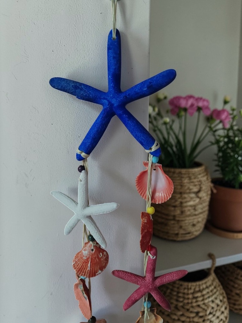 Üçlü Deniz Kabuklu  ve Deniz Yıldızlı Dekoratif Rüzgar Çanı 1