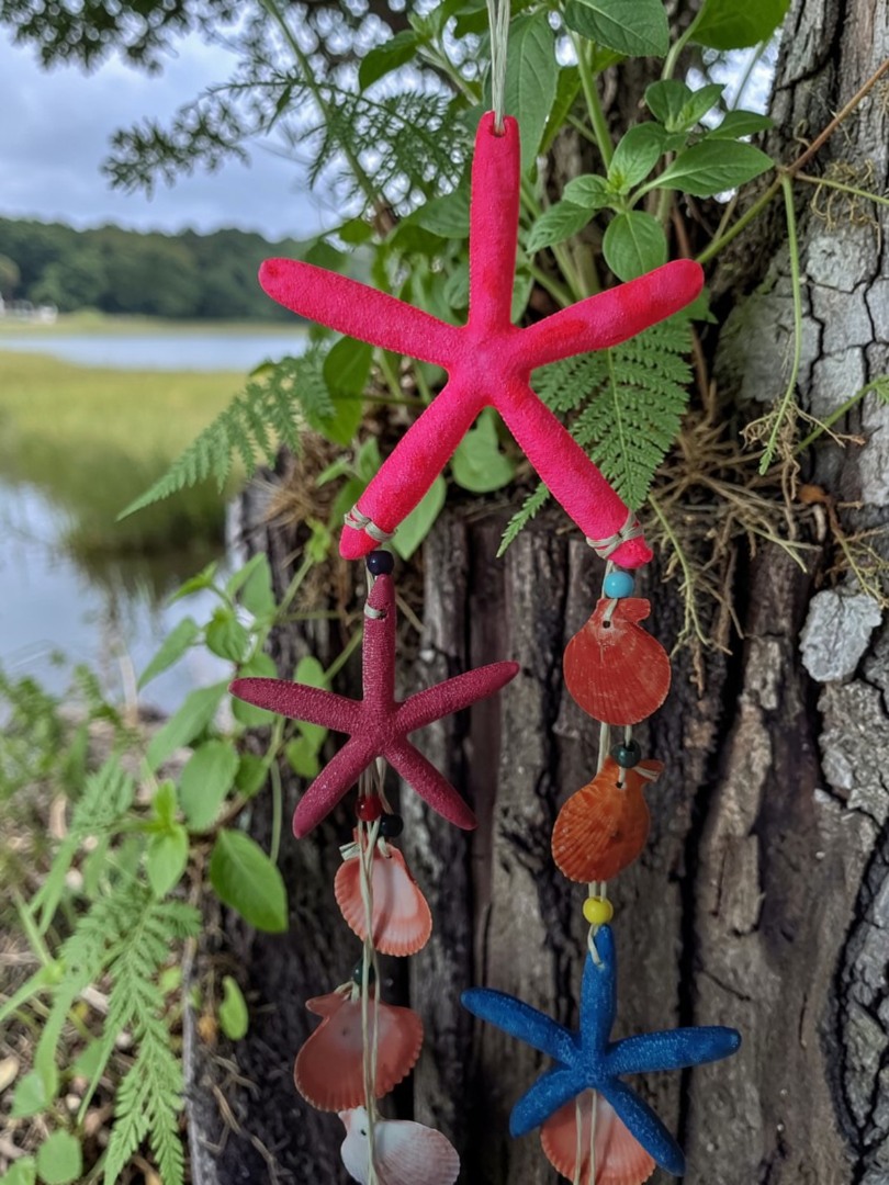 Üçlü Deniz Kabuklu  ve Deniz Yıldızlı Dekoratif Rüzgar Çanı 3